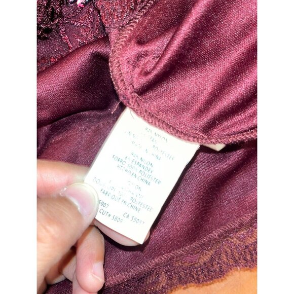 Marina Burgundy Lace Short-Sleeve V-Neck Elegant Formal Women's Midi Dress Size - Picture 8 of 9